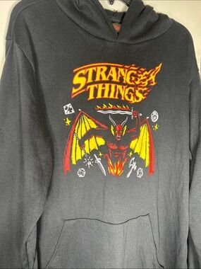 Stranger Things Black Crewneck Sweater with Fiery Graphic